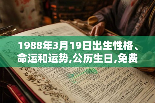 1988年3月19日出生性格、命运和运势,公历生日,免费算命