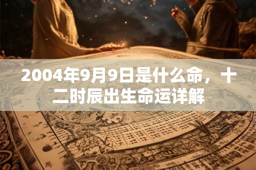 2004年9月9日是什么命，十二时辰出生命运详解
