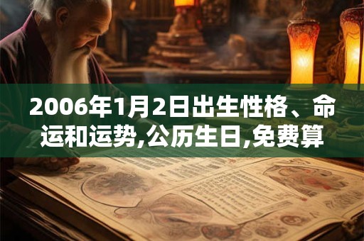 2006年1月2日出生性格、命运和运势,公历生日,免费算命