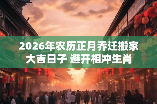 2026年农历正月乔迁搬家大吉日子 避开相冲生肖 2026年农历正月乔迁搬家大吉日子 避开相冲生肖