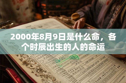 2000年8月9日是什么命，各个时辰出生的人的命运