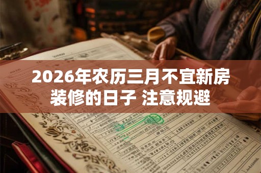 2026年农历三月不宜新房装修的日子 注意规避 2026年农历三月不宜新房装修的日子 注意规避
