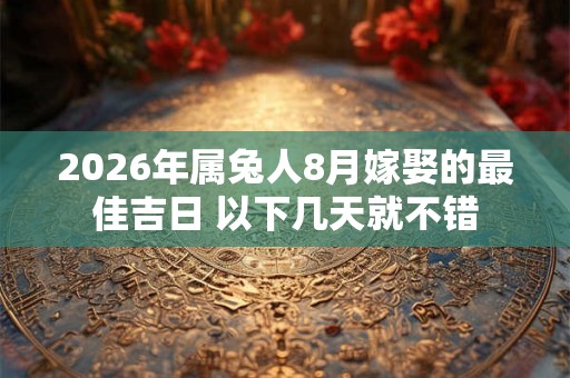 2026年属兔人8月嫁娶的最佳吉日 以下几天就不错