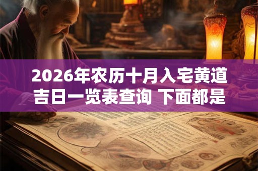 2026年农历十月入宅黄道吉日一览表查询 下面都是好日子