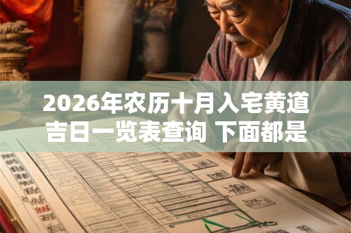 2026年农历十月入宅黄道吉日一览表查询 下面都是好日子