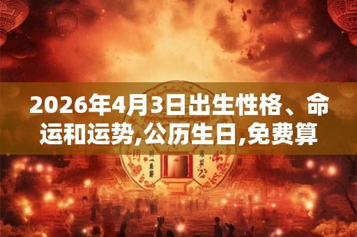 2026年4月3日出生性格、命运和运势,公历生日,免费算命 2026年4月3日出生性格、命运和运势,公历生日,免费算命