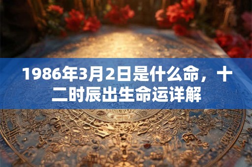 1986年3月2日是什么命，十二时辰出生命运详解