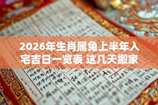 2026年生肖属兔上半年入宅吉日一览表 这几天搬家很不错