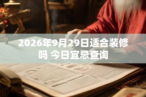 2026年9月29日适合装修吗 今日宜忌查询
