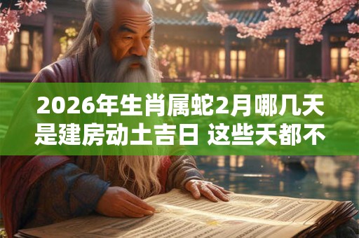 2026年生肖属蛇2月哪几天是建房动土吉日 这些天都不错