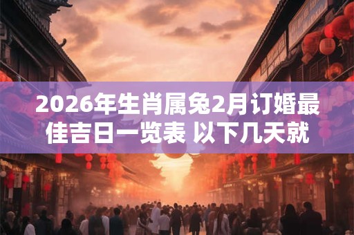 2026年生肖属兔2月订婚最佳吉日一览表 以下几天就不错 2026年生肖属兔2月订婚最佳吉日一览表 以下几天就不错