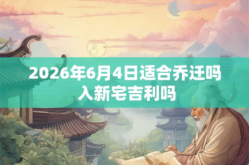2026年6月4日适合乔迁吗 入新宅吉利吗 2026年6月4日适合乔迁吗 入新宅吉利吗