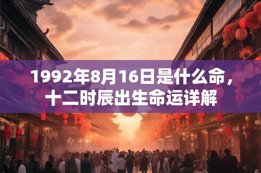 1992年8月16日是什么命，十二时辰出生命运详解