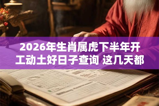 2026年生肖属虎下半年开工动土好日子查询 这几天都是吉日