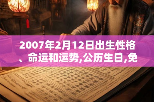 2007年2月12日出生性格、命运和运势,公历生日,免费算命 2007年2月12日出生性格、命运和运势,公历生日,免费算命