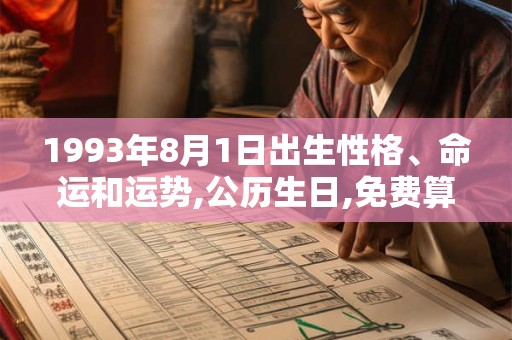 1993年8月1日出生性格、命运和运势,公历生日,免费算命