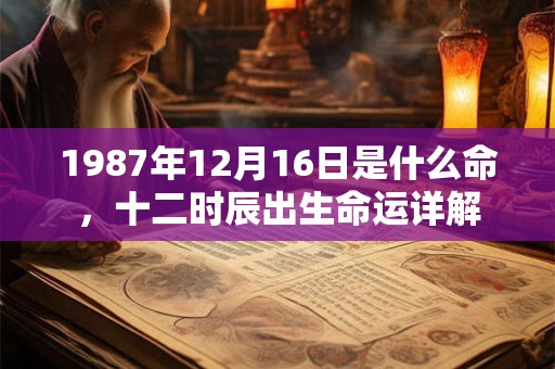 1987年12月16日是什么命，十二时辰出生命运详解