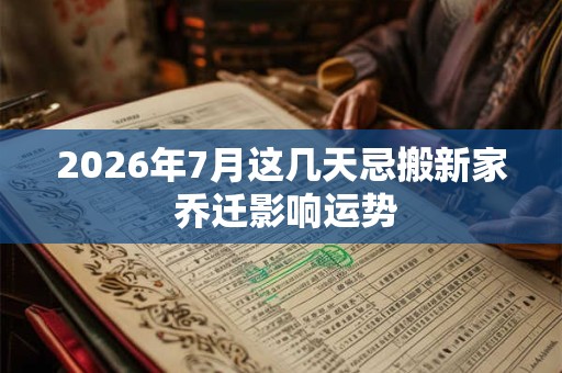 2026年7月这几天忌搬新家 乔迁影响运势