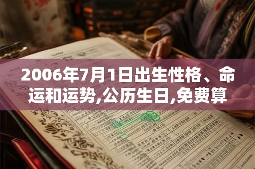 2006年7月1日出生性格、命运和运势,公历生日,免费算命 2006年7月1日出生性格、命运和运势,公历生日,免费算命