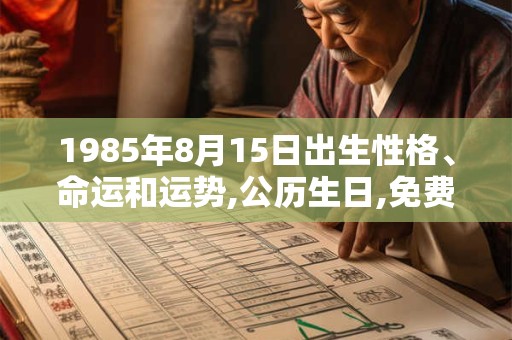 1985年8月15日出生性格、命运和运势,公历生日,免费算命