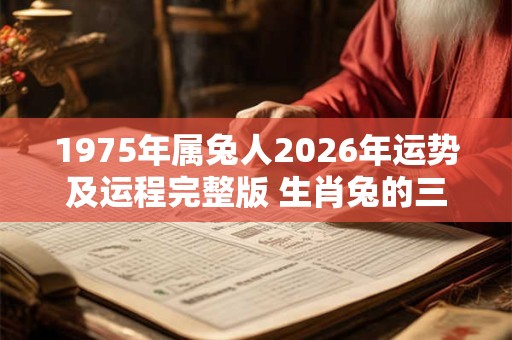 1975年属兔人2026年运势及运程完整版 生肖兔的三合6合 1975年属兔人2026年运势及运程完整版 生肖兔的三合6合