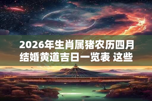 2026年生肖属猪农历四月结婚黄道吉日一览表 这些天都是吉日 2026年生肖属猪农历四月结婚黄道吉日一览表 这些天都是吉日