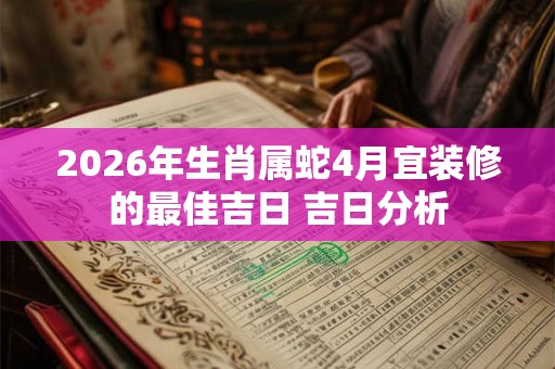 2026年生肖属蛇4月宜装修的最佳吉日 吉日分析