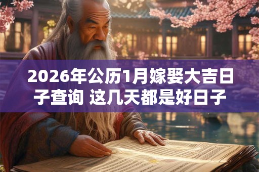 2026年公历1月嫁娶大吉日子查询 这几天都是好日子