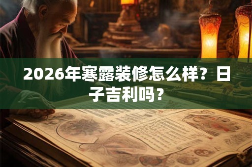 2026年寒露装修怎么样？日子吉利吗？