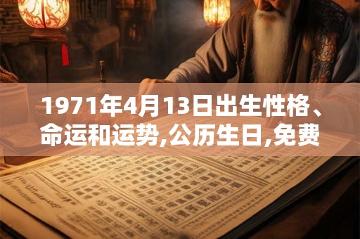1971年4月13日出生性格、命运和运势,公历生日,免费算命 1971年4月13日出生性格、命运和运势,公历生日,免费算命