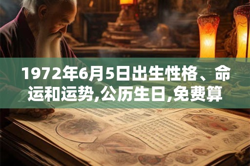 1972年6月5日出生性格、命运和运势,公历生日,免费算命