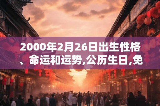 2000年2月26日出生性格、命运和运势,公历生日,免费算命