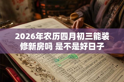 2026年农历四月初三能装修新房吗 是不是好日子