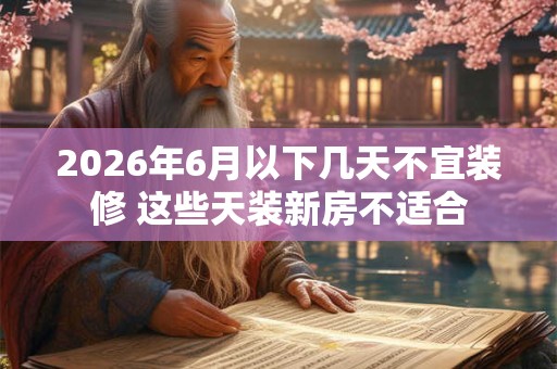 2026年6月以下几天不宜装修 这些天装新房不适合 2026年6月以下几天不宜装修 这些天装新房不适合