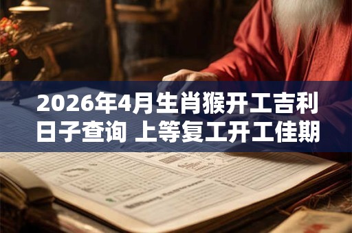 2026年4月生肖猴开工吉利日子查询 上等复工开工佳期 2026年4月生肖猴开工吉利日子查询 上等复工开工佳期