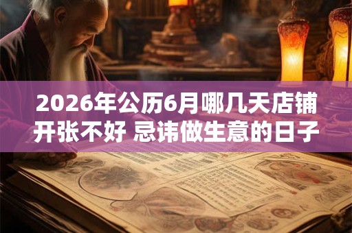 2026年公历6月哪几天店铺开张不好 忌讳做生意的日子