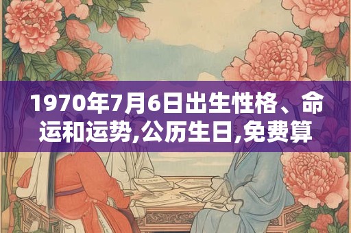 1970年7月6日出生性格、命运和运势,公历生日,免费算命 1970年7月6日出生性格、命运和运势,公历生日,免费算命