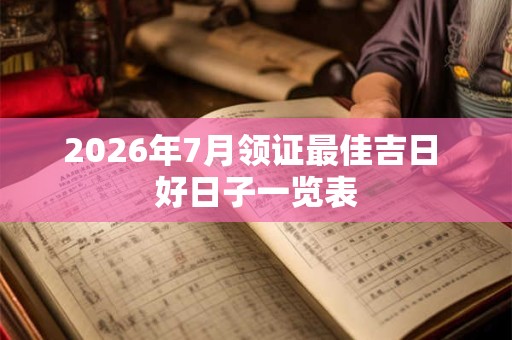 2026年7月领证最佳吉日 好日子一览表 2026年7月领证最佳吉日 好日子一览表