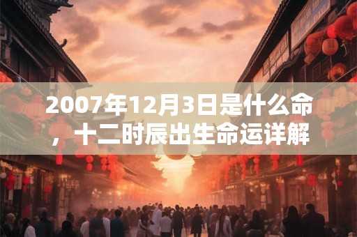 2007年12月3日是什么命,十二时辰出生命运详解 2007年12月3日是什么命,十二时辰出生命运详解
