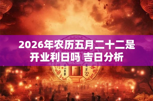 2026年农历五月二十二是开业利日吗 吉日分析 2026年农历五月二十二是开业利日吗 吉日分析
