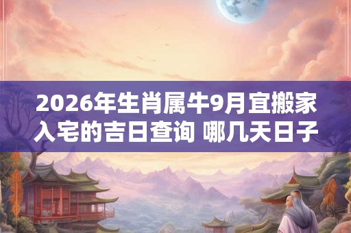 2026年生肖属牛9月宜搬家入宅的吉日查询 哪几天日子好