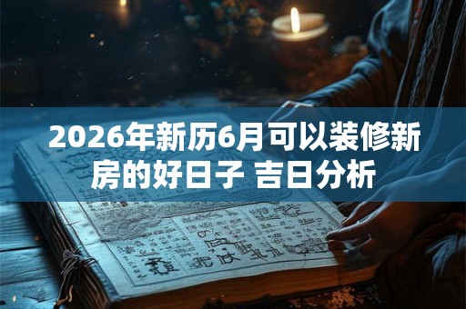 2026年新历6月可以装修新房的好日子 吉日分析