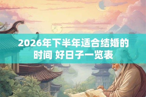 2026年下半年适合结婚的时间 好日子一览表