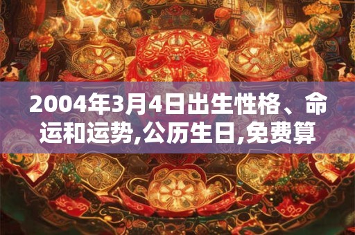 2004年3月4日出生性格、命运和运势,公历生日,免费算命 2004年3月4日出生性格、命运和运势,公历生日,免费算命
