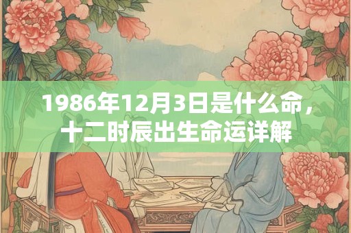 1986年12月3日是什么命,十二时辰出生命运详解 1986年12月3日是什么命,十二时辰出生命运详解