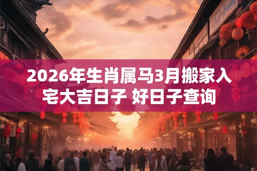 2026年生肖属马3月搬家入宅大吉日子 好日子查询