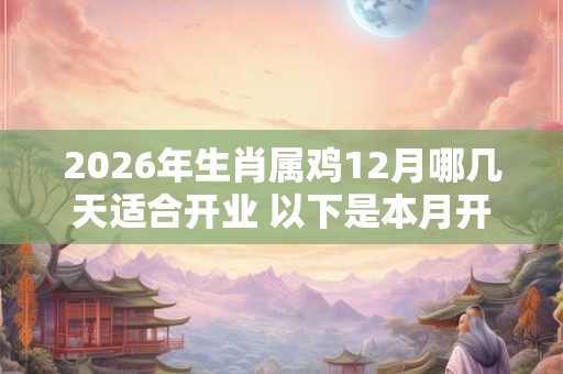 2026年生肖属鸡12月哪几天适合开业 以下是本月开业好日子 2026年生肖属鸡12月哪几天适合开业 以下是本月开业好日子