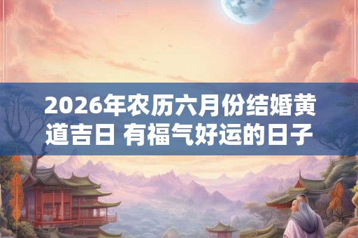 2026年农历六月份结婚黄道吉日 有福气好运的日子 2026年农历六月份结婚黄道吉日 有福气好运的日子