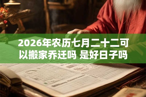 2026年农历七月二十二可以搬家乔迁吗 是好日子吗