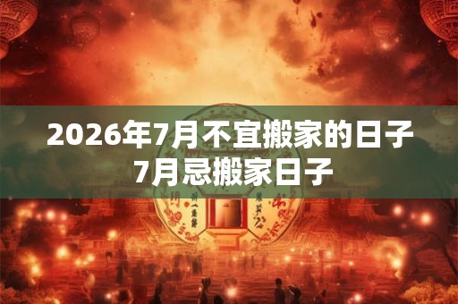 2026年7月不宜搬家的日子 7月忌搬家日子